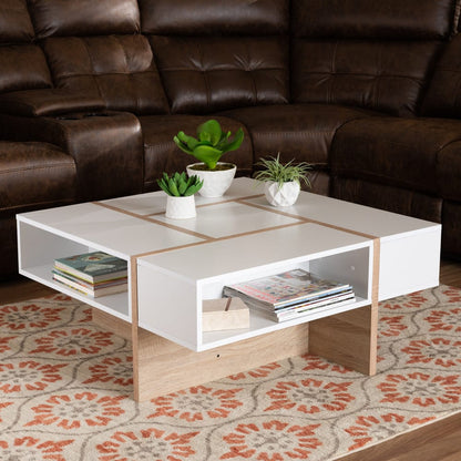 Baxton Studio - Rasa Coffee Table in White/Oak - CT8004-White/Oak-CT view 5