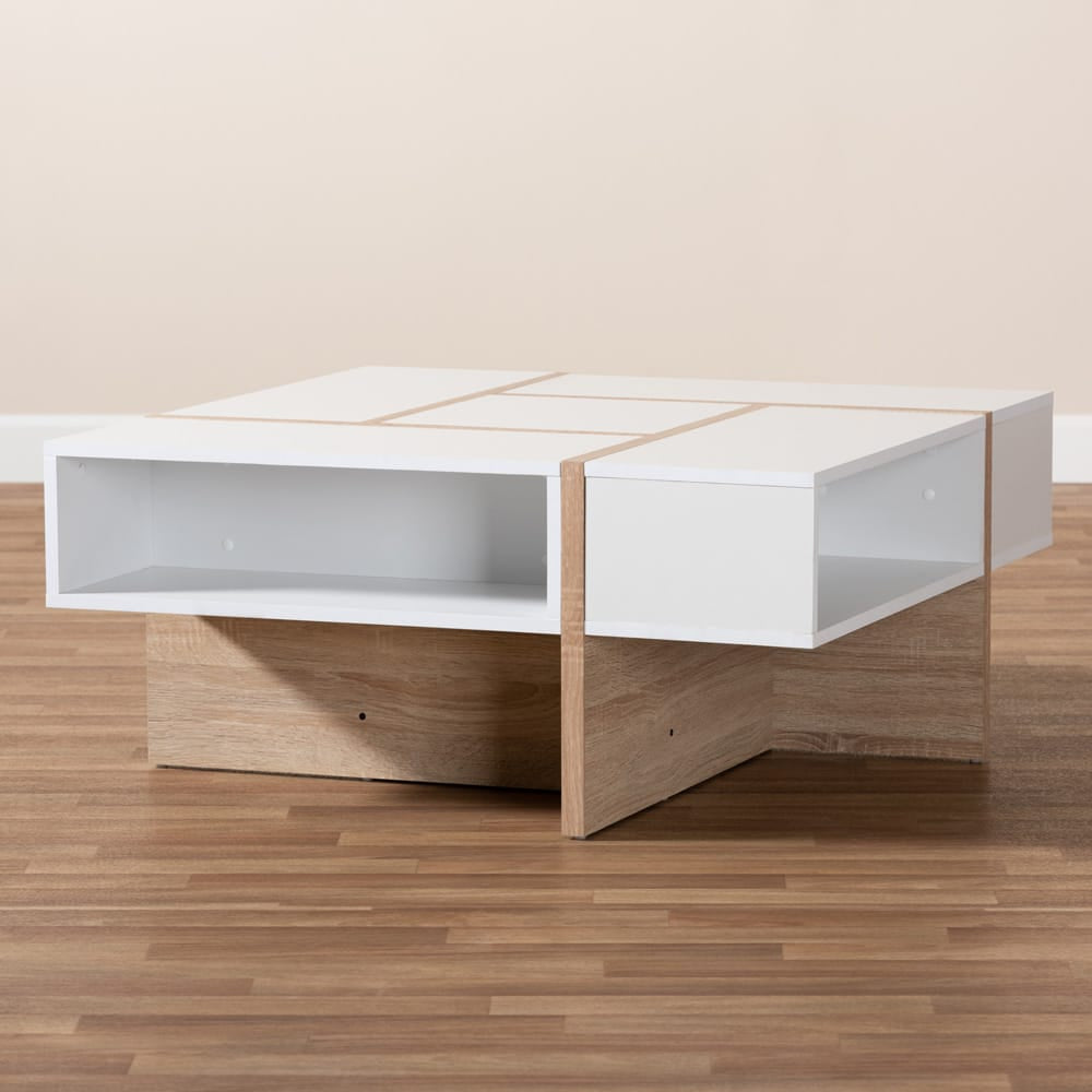 Baxton Studio - Rasa Coffee Table in White/Oak - CT8004-White/Oak-CT view 6