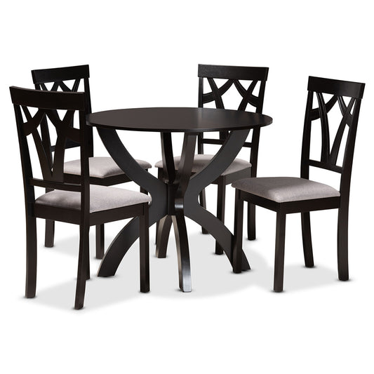 Baxton Studio - Rasa Dining Set in Grey/Dark Brown - Rasa-Grey/Dark Brown-5PC Dining Set view 1