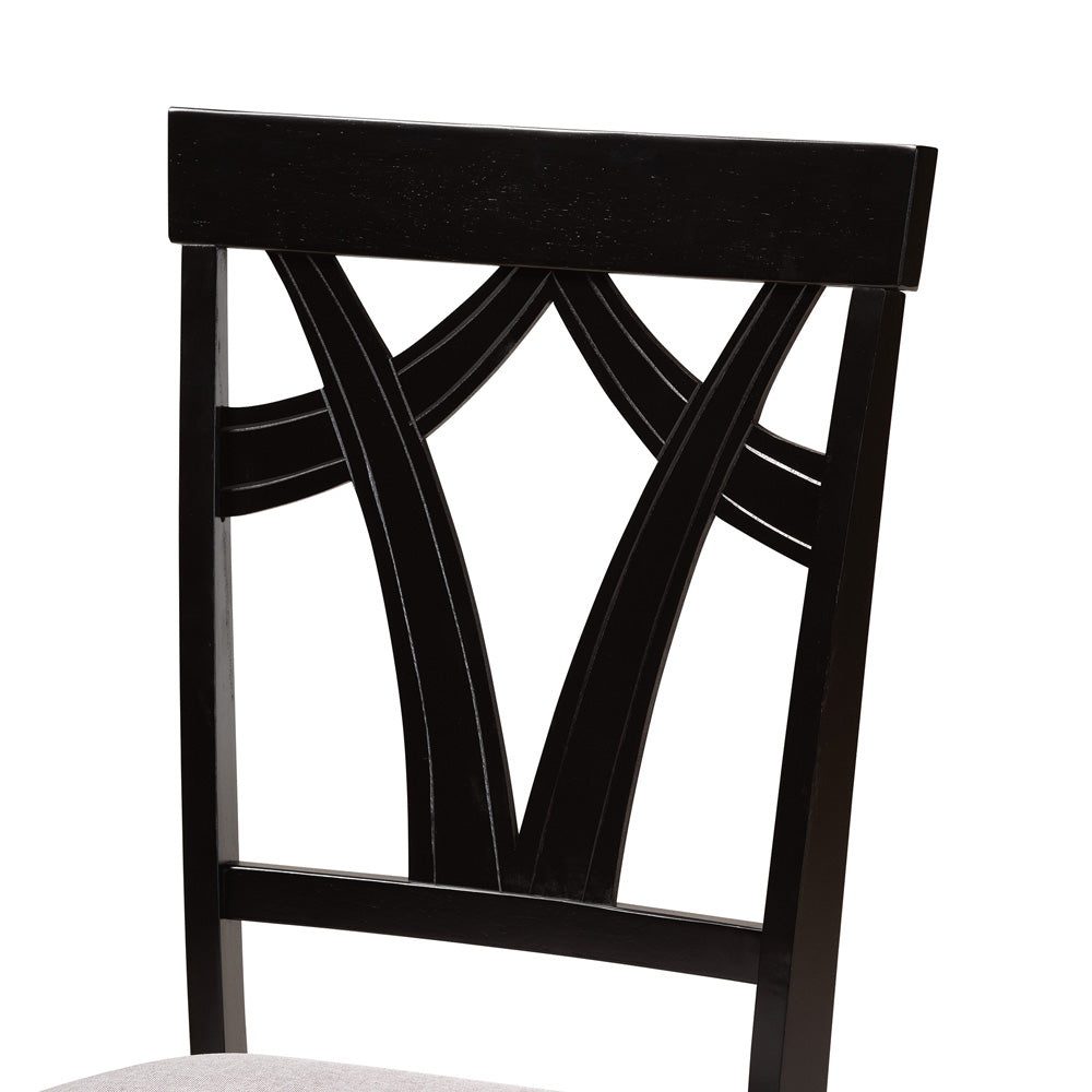 Baxton Studio - Rasa Dining Set in Grey/Dark Brown - Rasa-Grey/Dark Brown-5PC Dining Set view 5