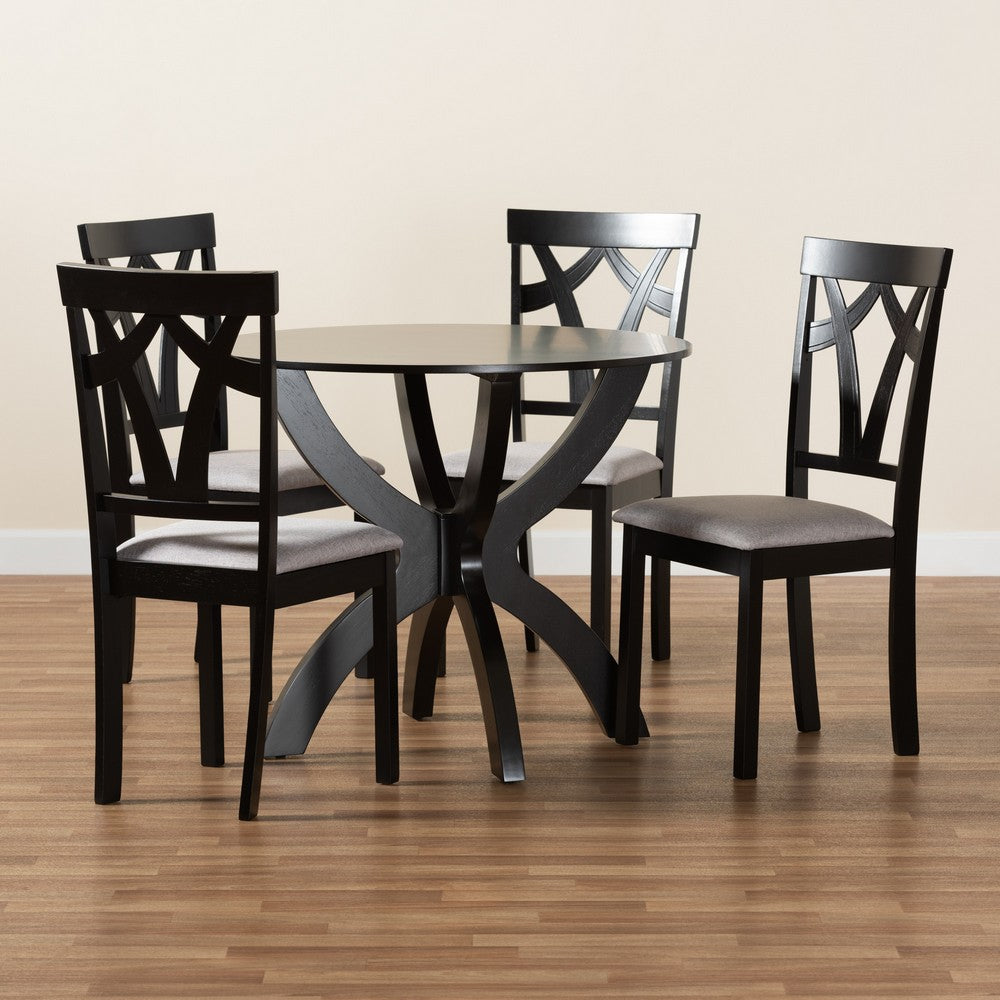 Baxton Studio - Rasa Dining Set in Grey/Dark Brown - Rasa-Grey/Dark Brown-5PC Dining Set view 9