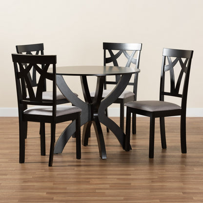 Baxton Studio - Rasa Dining Set in Grey/Dark Brown - Rasa-Grey/Dark Brown-5PC Dining Set view 9