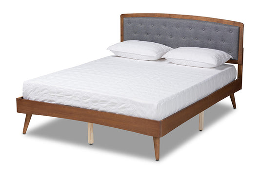Baxton Studio - Ratana Full Size Bed - MG0020-4S-Dark Grey/Walnut-Full view 1