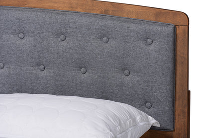 Baxton Studio - Ratana Full Size Bed - MG0020-4S-Dark Grey/Walnut-Full view 4