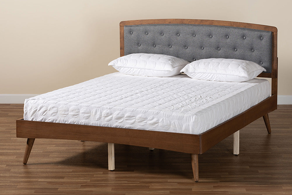 Baxton Studio - Ratana Full Size Bed - MG0020-4S-Dark Grey/Walnut-Full view 8