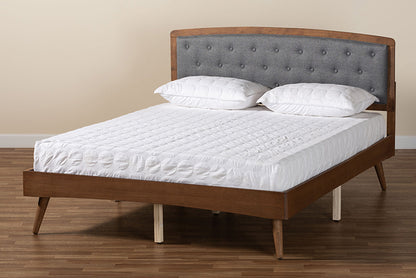 Baxton Studio - Ratana Full Size Bed - MG0020-4S-Dark Grey/Walnut-Full view 8