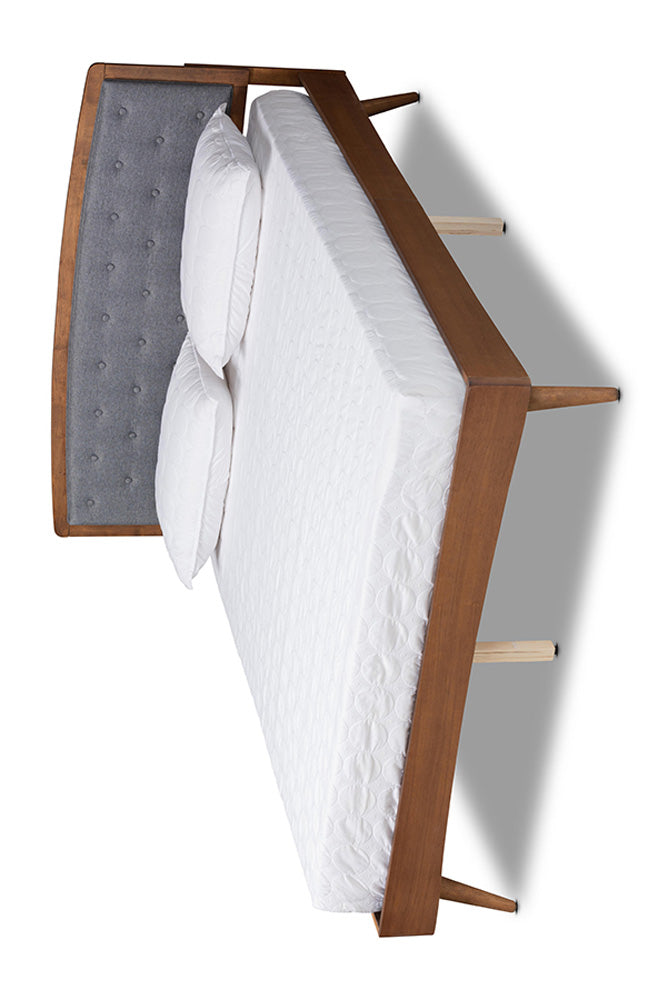 Baxton Studio - Ratana King Size Bed - MG0020-4S-Dark Grey/Walnut-King view 1