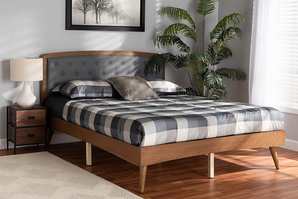 Baxton Studio - Ratana King Size Bed - MG0020-4S-Dark Grey/Walnut-King view 5