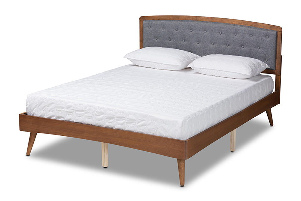 Baxton Studio - Ratana Queen Size Bed - MG0020-4S-Dark Grey/Walnut-Queen view 1