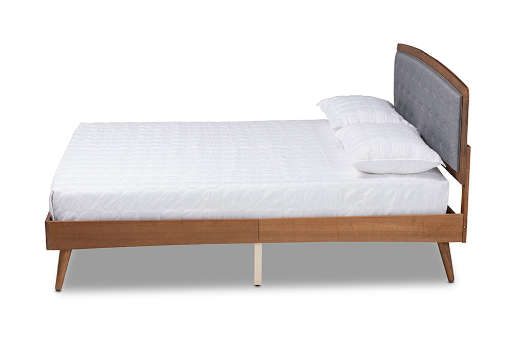 Baxton Studio - Ratana Queen Size Bed - MG0020-4S-Dark Grey/Walnut-Queen view 2