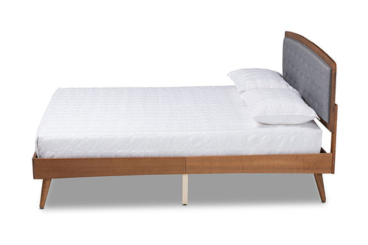 Baxton Studio - Ratana Queen Size Bed - MG0020-4S-Dark Grey/Walnut-Queen view 2