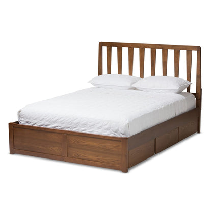 Baxton Studio - Raurey Queen Size Bed in Walnut Brown - MG5110-Walnut-Queen view 1