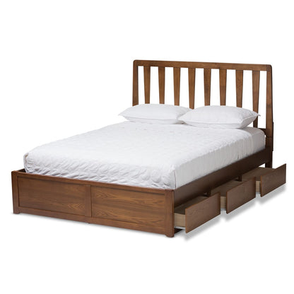 Baxton Studio - Raurey Queen Size Bed in Walnut Brown - MG5110-Walnut-Queen view 2