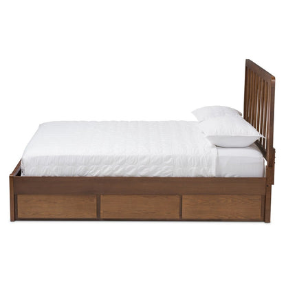 Baxton Studio - Raurey Queen Size Bed in Walnut Brown - MG5110-Walnut-Queen view 3