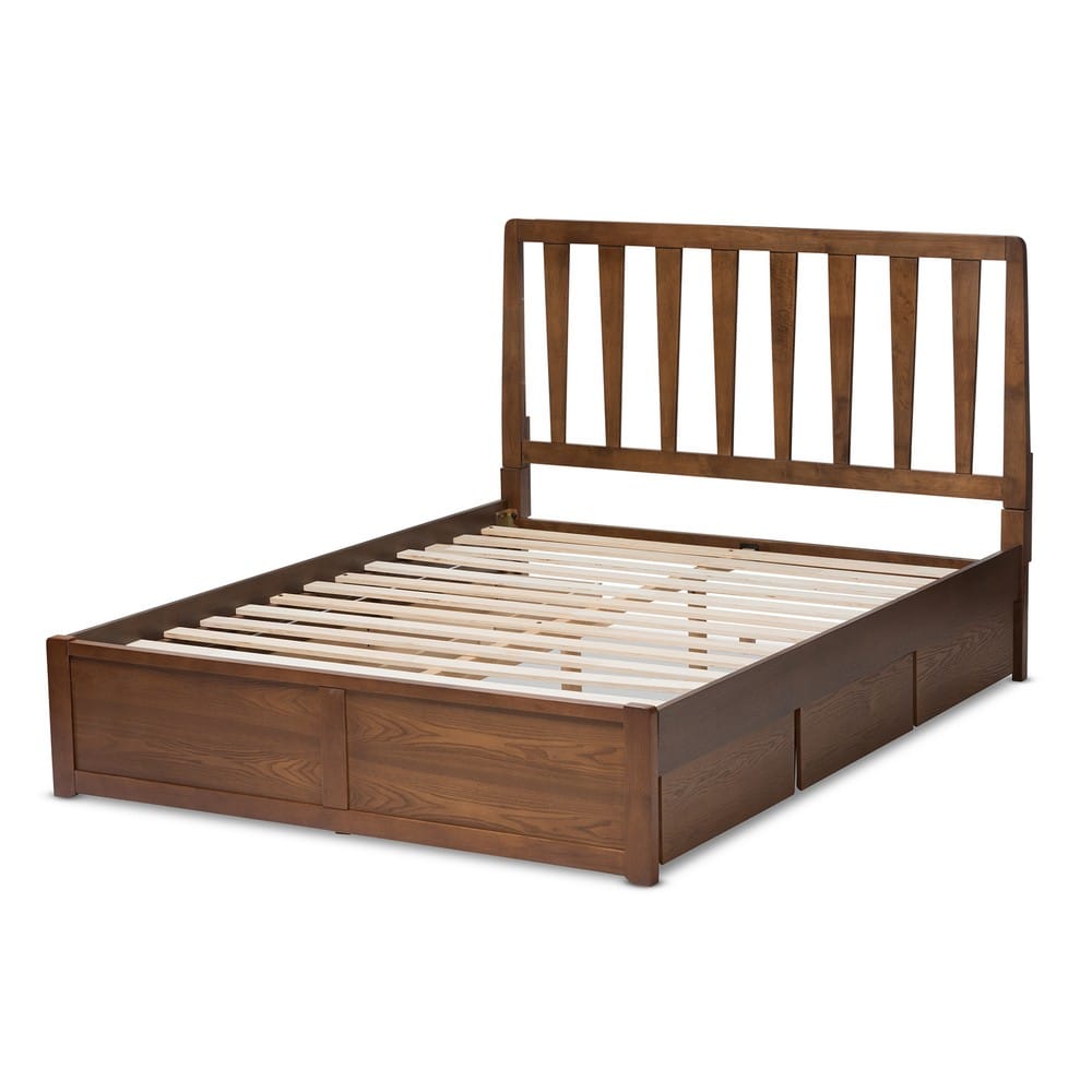 Baxton Studio - Raurey Queen Size Bed in Walnut Brown - MG5110-Walnut-Queen view 4