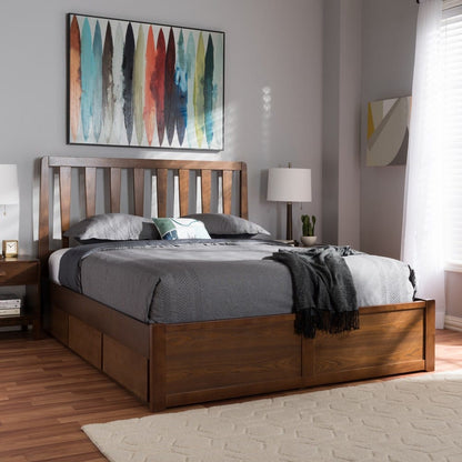 Baxton Studio - Raurey Queen Size Bed in Walnut Brown - MG5110-Walnut-Queen view 9