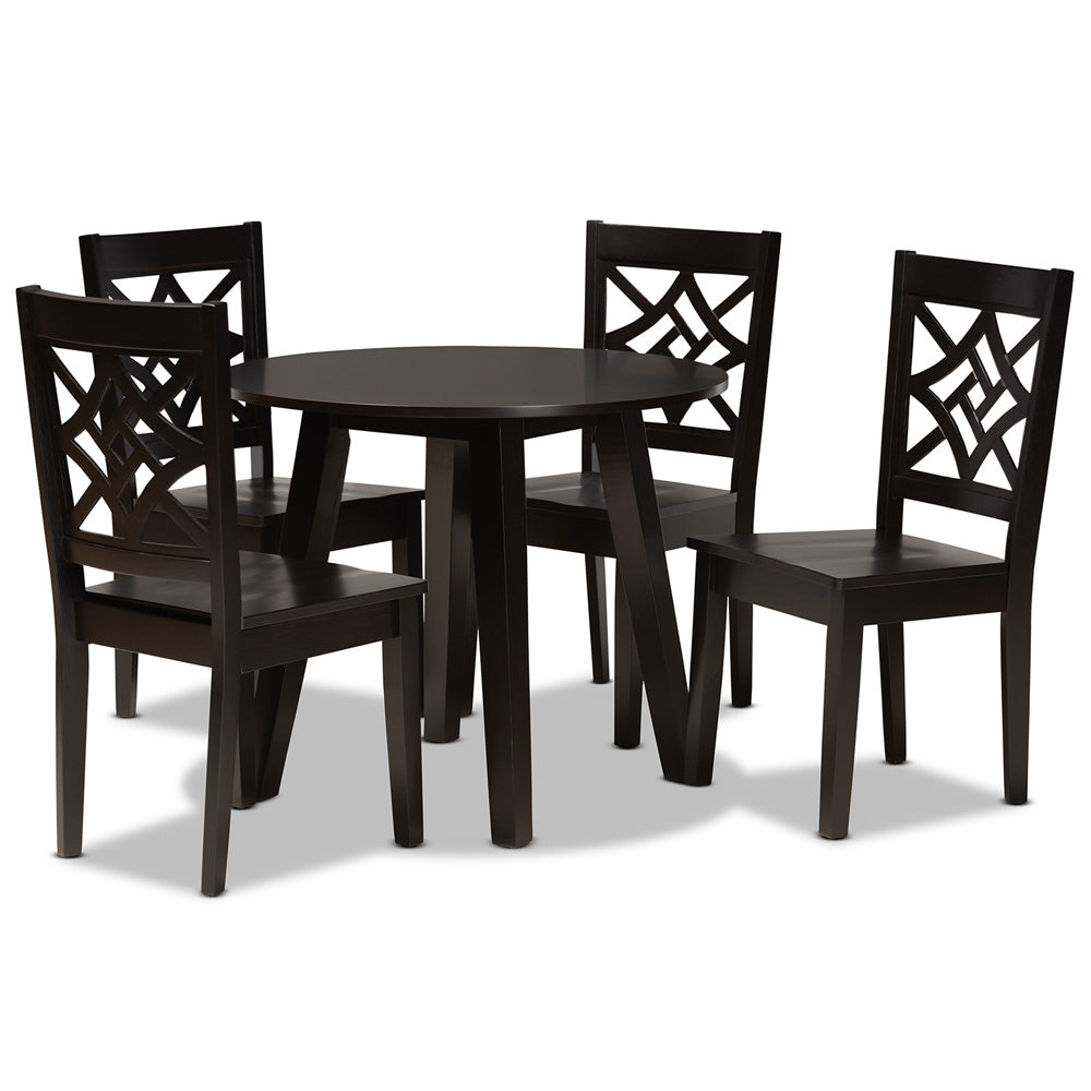 Baxton Studio - Rava Dining Set in Dark Brown - Rava-Dark Brown-5PC Dining Set view 1