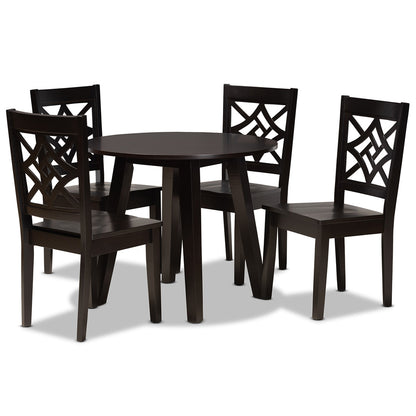 Baxton Studio - Rava Dining Set in Dark Brown - Rava-Dark Brown-5PC Dining Set view 1