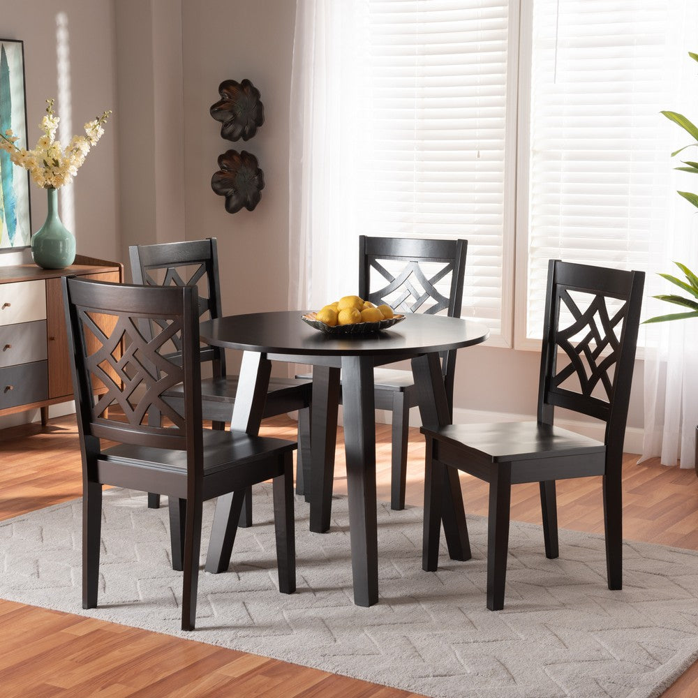 Baxton Studio - Rava Dining Set in Dark Brown - Rava-Dark Brown-5PC Dining Set view 7