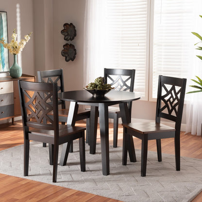 Baxton Studio - Rava Dining Set in Dark Brown/Walnut Brown - Rava-Dark Brown/Walnut-5PC Dining Set view 7