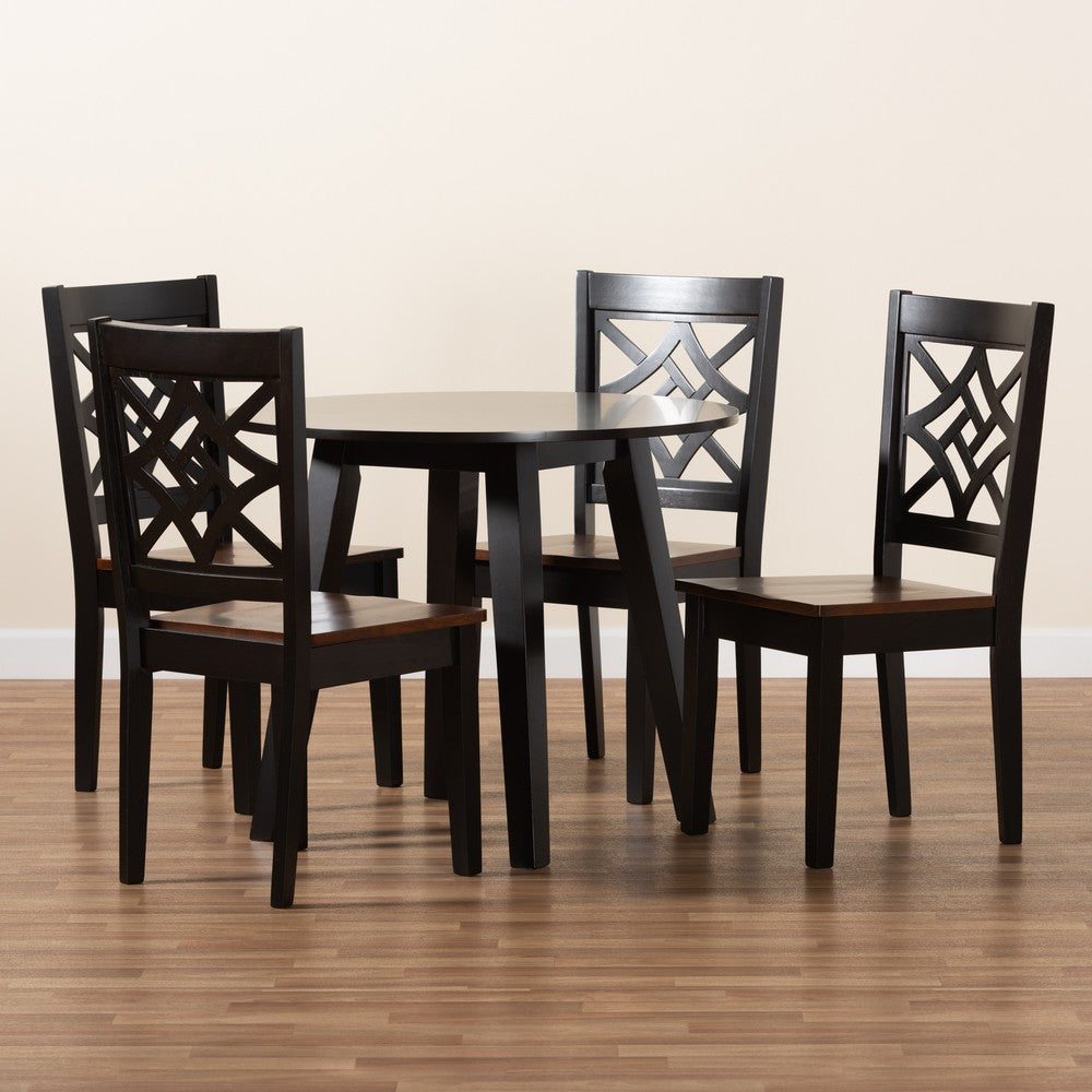 Baxton Studio - Rava Dining Set in Dark Brown/Walnut Brown - Rava-Dark Brown/Walnut-5PC Dining Set view 8