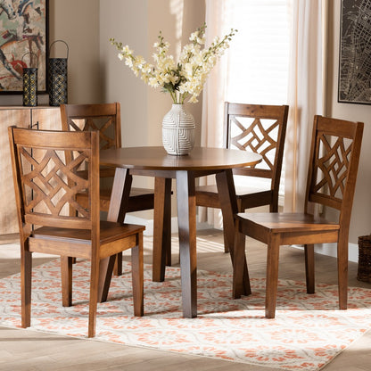 Baxton Studio - Rava Dining Set in Walnut Brown - Rava-Walnut-5PC Dining Set view 7