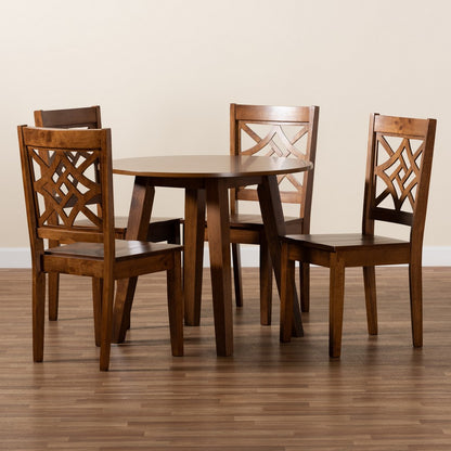 Baxton Studio - Rava Dining Set in Walnut Brown - Rava-Walnut-5PC Dining Set view 8