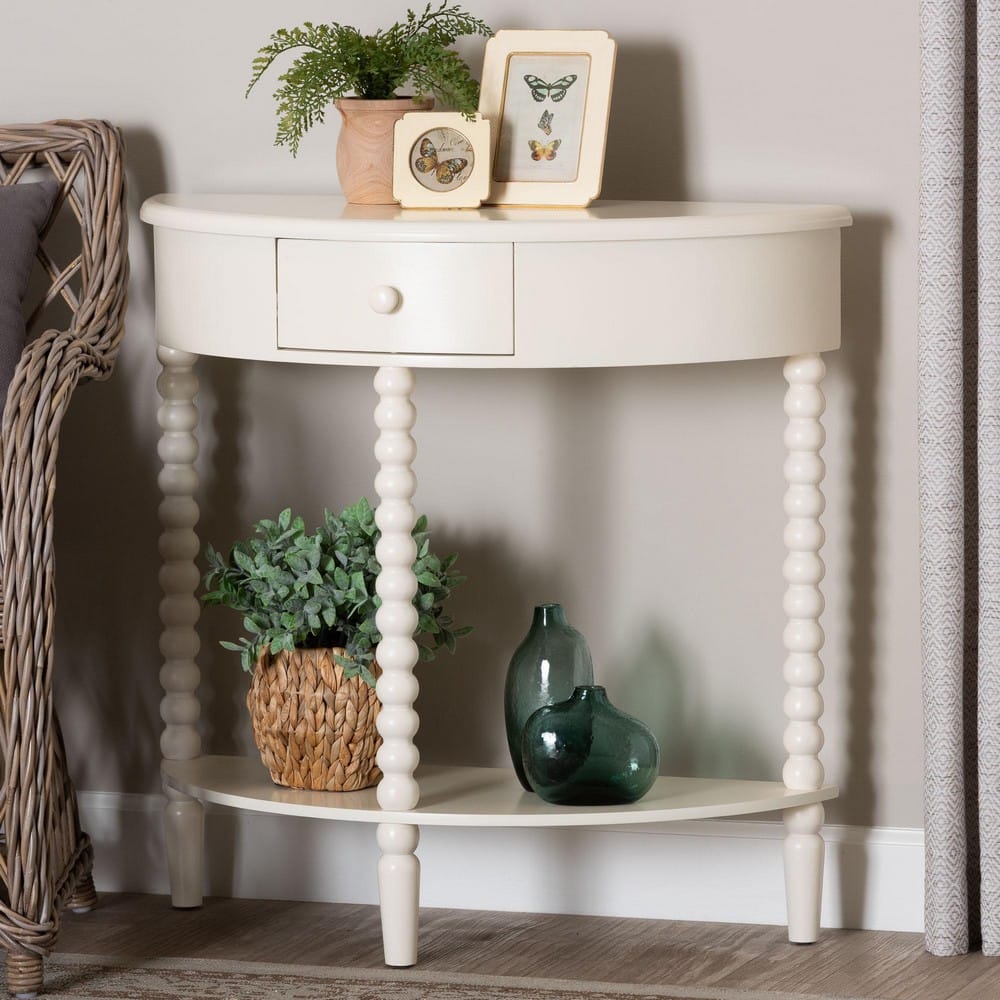 Baxton Studio - Raynera Console Table in White - JY25A031-White Wooden-Console Table view 9