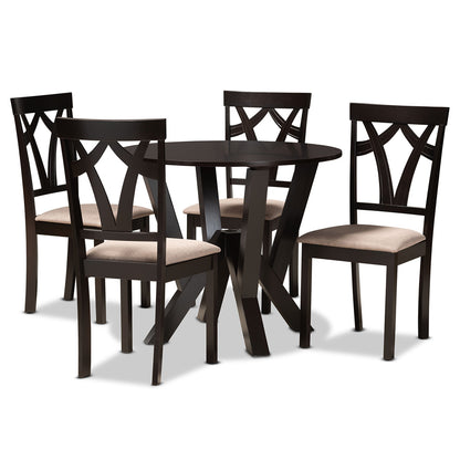 Baxton Studio - Reagan Dining Set in Sand/Dark Brown - Reagan-Dark Brown/Sand-5PC Dining Set view 1