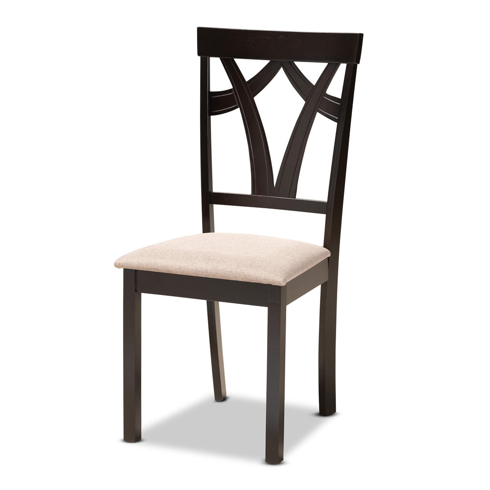 Baxton Studio - Reagan Dining Set in Sand/Dark Brown - Reagan-Dark Brown/Sand-5PC Dining Set view 2