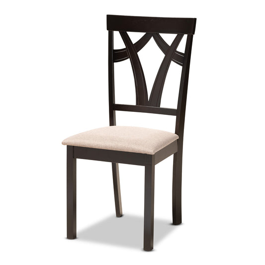 Baxton Studio - Reagan Dining Set in Sand/Dark Brown - Reagan-Dark Brown/Sand-5PC Dining Set view 2