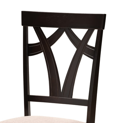 Baxton Studio - Reagan Dining Set in Sand/Dark Brown - Reagan-Dark Brown/Sand-5PC Dining Set view 5