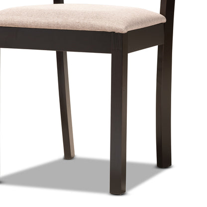 Baxton Studio - Reagan Dining Set in Sand/Dark Brown - Reagan-Dark Brown/Sand-5PC Dining Set view 6