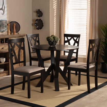 Baxton Studio - Reagan Dining Set in Sand/Dark Brown - Reagan-Dark Brown/Sand-5PC Dining Set view 7