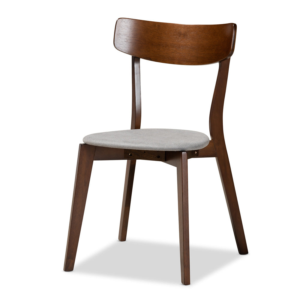 Baxton Studio - Reba Dining Set in Light Grey/Walnut Brown/Marble - Reba-Smoke/Walnut-5PC Dining Set view 2