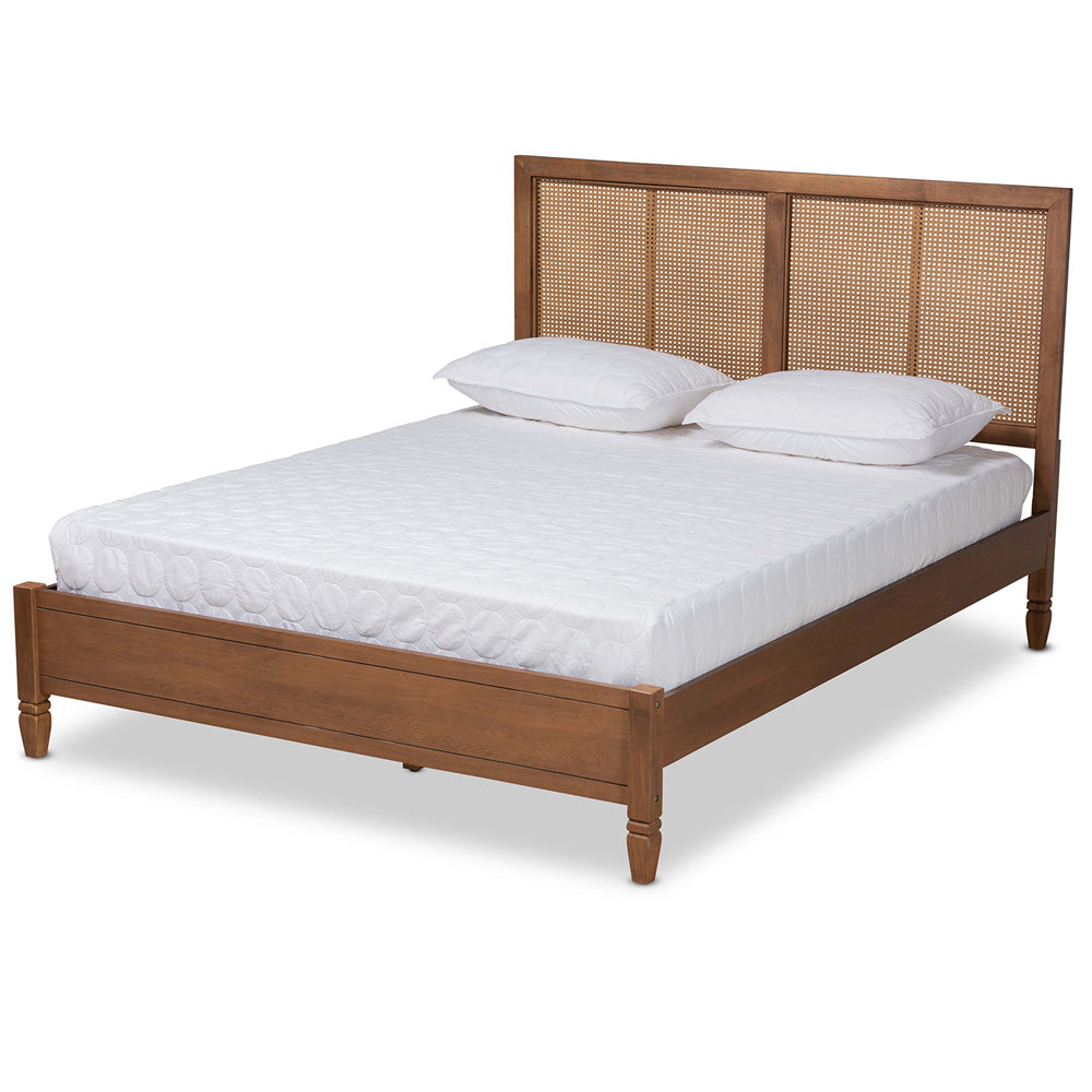 Baxton Studio - Redmond Queen Size Bed in Walnut Brown  - MG-0021-4-Walnut-Queen view 1