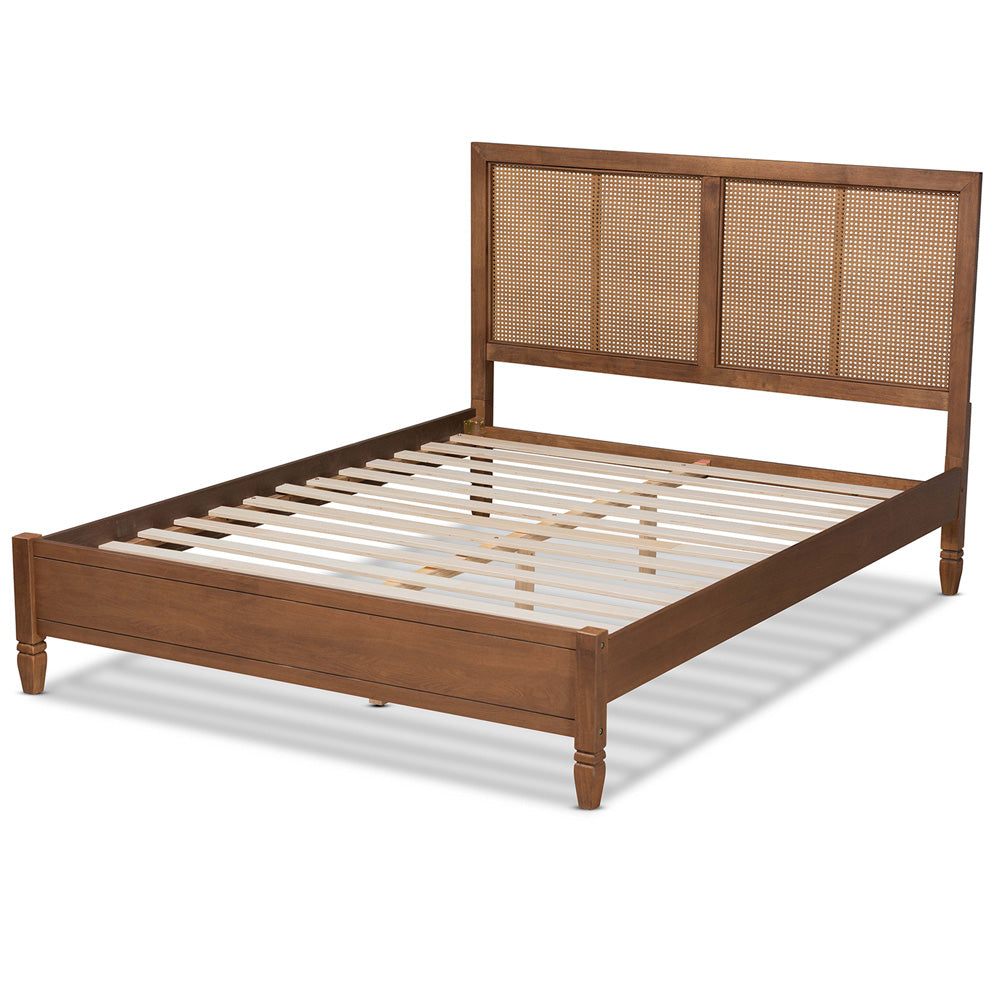 Baxton Studio - Redmond Queen Size Bed in Walnut Brown  - MG-0021-4-Walnut-Queen view 3