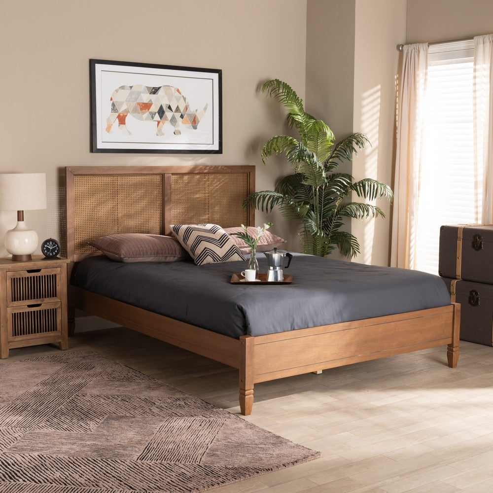 Baxton Studio - Redmond Queen Size Bed in Walnut Brown  - MG-0021-4-Walnut-Queen view 6
