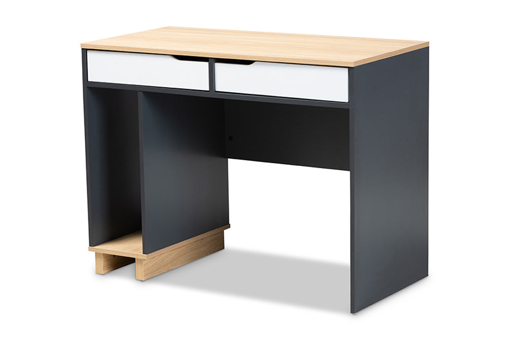 Baxton Studio - Reed Desk - ST8001-Oak/Grey/White-Desk view 1