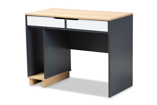 Baxton Studio - Reed Desk - ST8001-Oak/Grey/White-Desk view 1