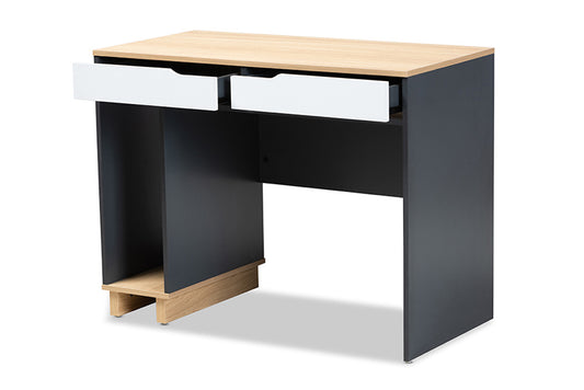 Baxton Studio - Reed Desk - ST8001-Oak/Grey/White-Desk view 2