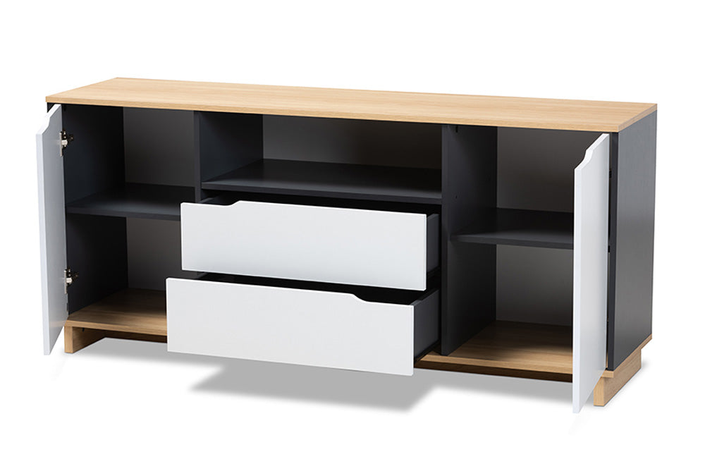 Baxton Studio - Reed Sideboard - MPC8005-Oak/Grey/White-Sideboard view 2
