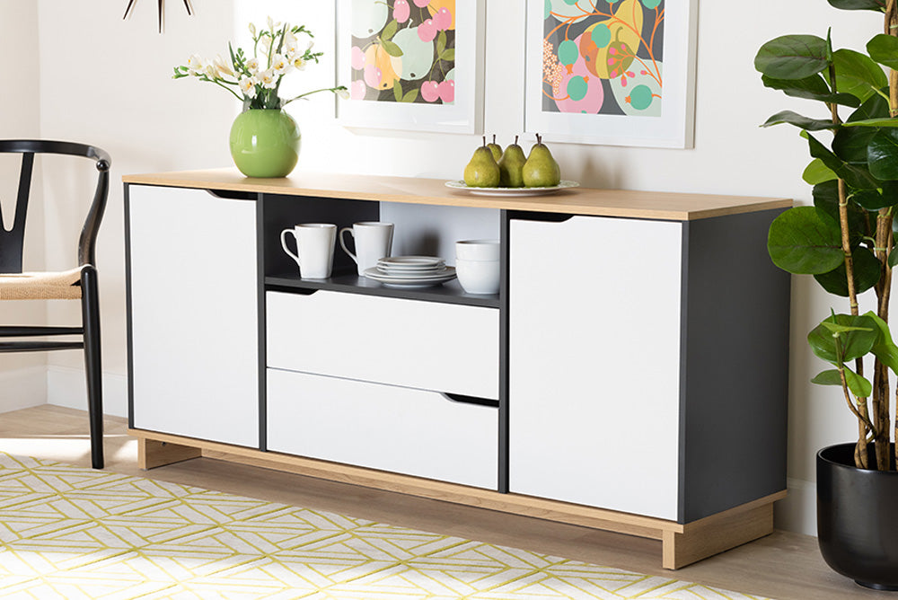 Baxton Studio - Reed Sideboard - MPC8005-Oak/Grey/White-Sideboard view 5