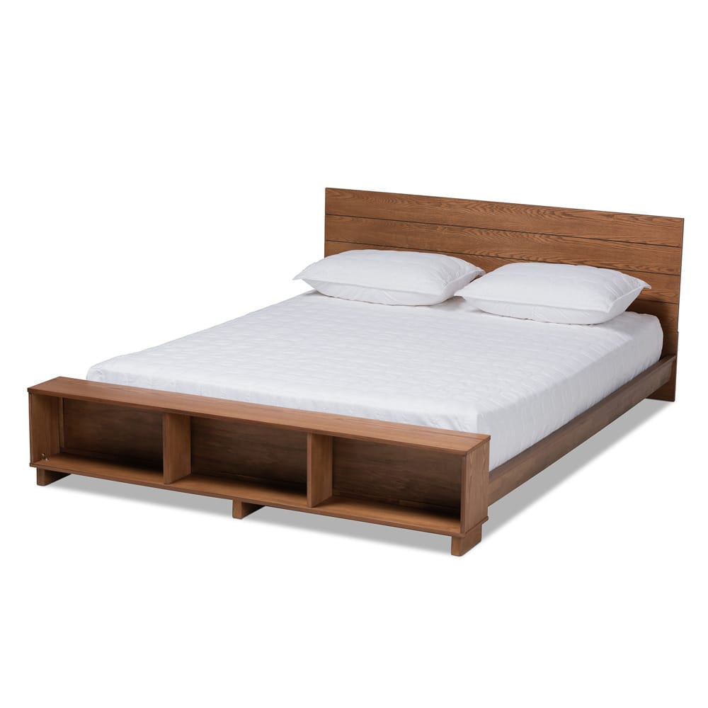 Baxton Studio - Regina Queen Size Bed in Ash walnut - MG0017-Ash Walnut-Queen view 1