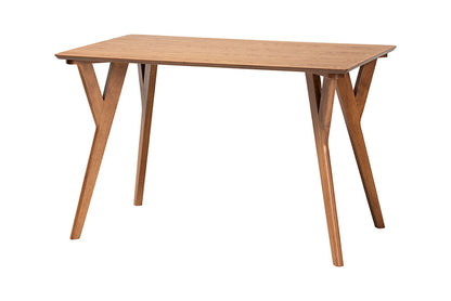 Baxton Studio - Reginald Dining Bench - Redmond-Grey/Walnut-3PC Dining Nook Set view 4