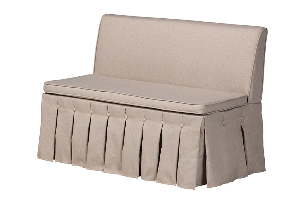Baxton Studio - Reginald Dining Bench - Reginald-Light Beige/Walnut-3PC Dining Nook Set view 3