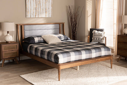 Baxton Studio - Regis Full Size Bed - MG0067-Light Grey/Walnut-Full view 5