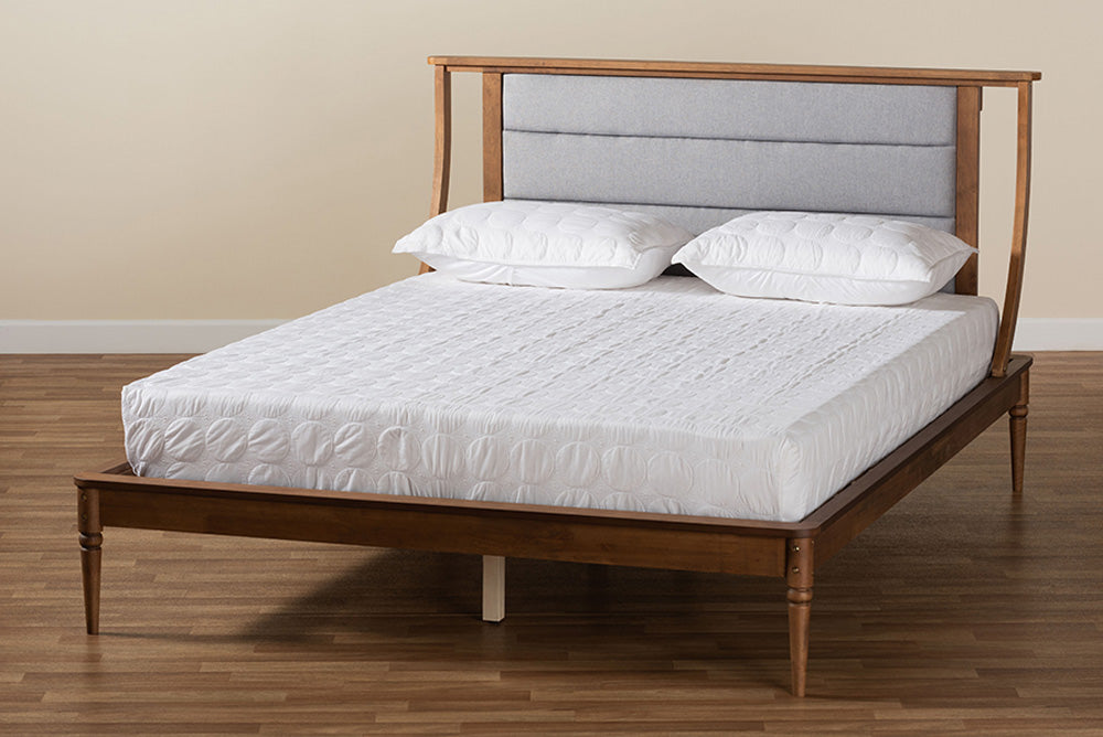 Baxton Studio - Regis Full Size Bed - MG0067-Light Grey/Walnut-Full view 8