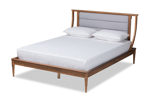 Baxton Studio - Regis Queen Size Bed - MG0067-Light Grey/Walnut-Queen view 1