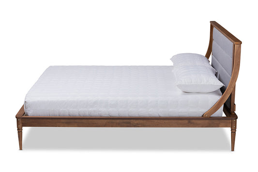 Baxton Studio - Regis Queen Size Bed - MG0067-Light Grey/Walnut-Queen view 2